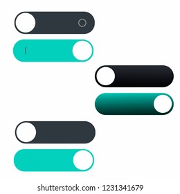 Toggle switch on or off. Flat style. Isolated set. Vector