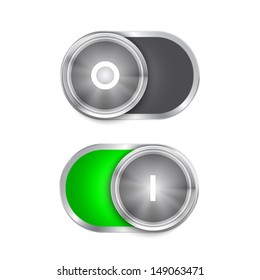 Toggle Switch On and Off position, On/Off sliders. Vector illustration