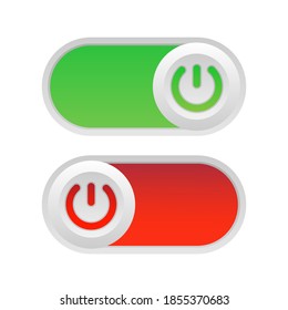 Toggle switch. On and Off. On white background. Vector illustration.
