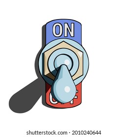 Toggle switch turned off with shadow on white background. Vector illustration with stroke