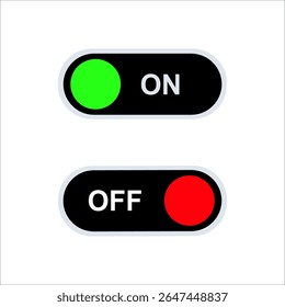 Alterne os interruptores com as posições LIGADO e DESLIGADO em diferentes combinações de cores. Elementos da interface do usuário para design de aplicativo e Web. Componentes de IU digital de estilo plano.