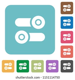Toggle switches white flat icons on color rounded square backgrounds