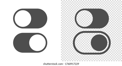 toggle vector switch slider button. on off. mobile phone ui interface turn power. control web bar. active green inactive grey isolated on white background. shutdown indicator. navigation panel set