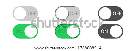 toggle vector switch slider button. on off. mobile phone ui interface turn power. control web bar. active green inactive grey isolated on white background. shutdown indicator. navigation panel set