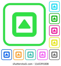 Toggle up vivid colored flat icons in curved borders on white background