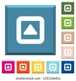 Toggle up white icons on edged square buttons in various trendy colors