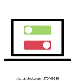Toggle_On_Off icon - Flat design, glyph style icon - Colored enclosed in a computer