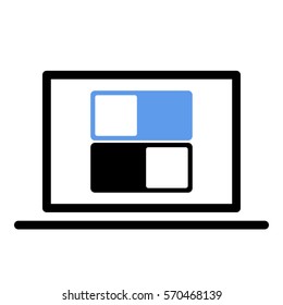 Toggle_On_Off icon - Flat design, glyph style icon - Colored enclosed in a computer