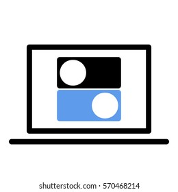 Toggle_On_Off icon - Flat design, glyph style icon - Colored enclosed in a computer