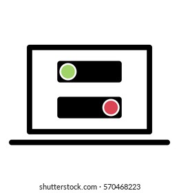 Toggle_On_Off icon - Flat design, glyph style icon - Colored enclosed in a computer