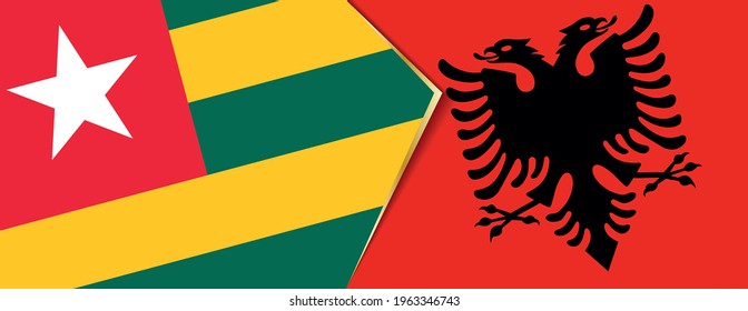 Togo and Albania flags, two vector flags symbol of relationship or confrontation.