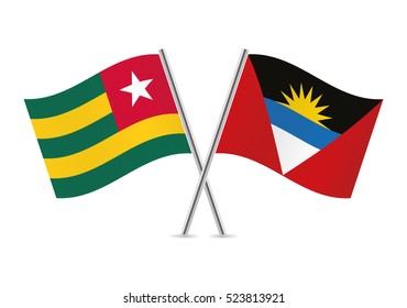 Togo and Antigua and Barbuda flags. Vector illustration.