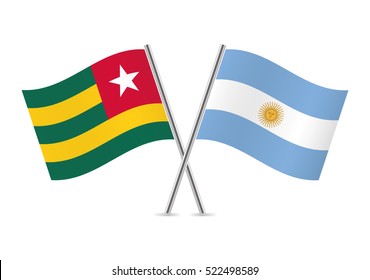 Togo and Argentina flags. Vector illustration.