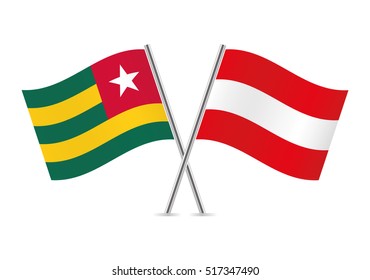 Togo and Austria flags. Vector illustration.

