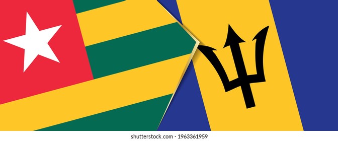 Togo and Barbados flags, two vector flags symbol of relationship or confrontation.