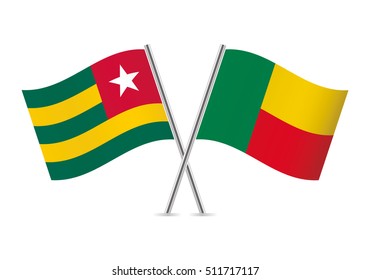 Togo and Benin flags. Vector illustration.