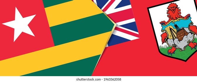 Togo and Bermuda flags, two vector flags symbol of relationship or confrontation.