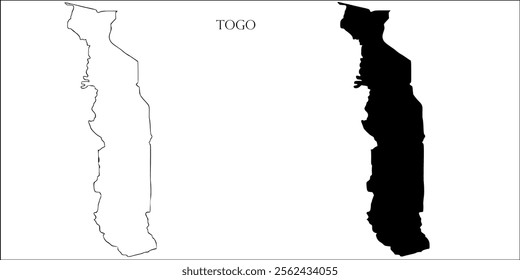 Togo Blank Map, Togo Map Outline Vector Images