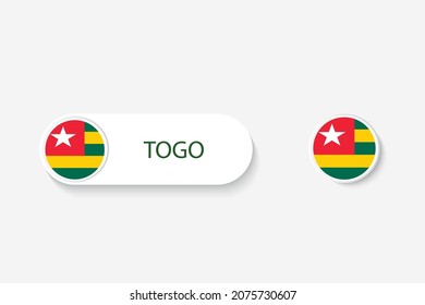 Togo button flag in illustration of oval shaped with word of Togo. And button flag Togo. 