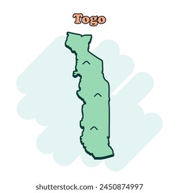 Togo Cartoon farbige Karte Symbol in Comic-Stil. Piktogramm zur Darstellung von Country. In: Nation Geography Atlas Business Concept.	
