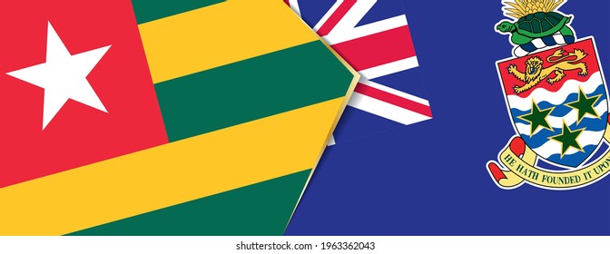 Banderas del Togo y las Islas Caimán, dos banderas vectoriales símbolo de relación o enfrentamiento.