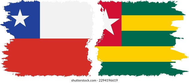 Togo and Chile grunge flags connection, vector