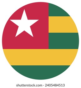 Bandera del círculo de Togo. Icono de indicador de botón. Color estándar. Indicador de icono de círculo. Ilustración del equipo. Ilustración digital. Ilustración vectorial.