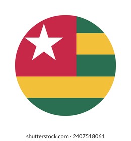Bandera del círculo de Togo. Icono de indicador de botón. Color estándar. Indicador de icono de círculo. Ilustración del equipo. Ilustración digital. Ilustración vectorial.