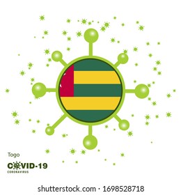 Togo Coronavius Flag Awareness Background. Stay home, Stay Healthy. Take care of your own health. Pray for Country