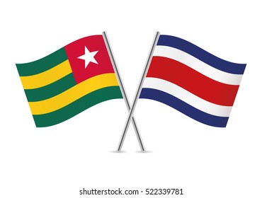 Togo and Costa Rica flags. Vector illustration.