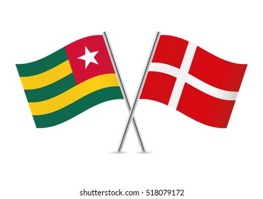 Togo and Denmark flags. Vector illustration.