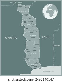 Togo - detailed map with administrative divisions country. Vector illustration