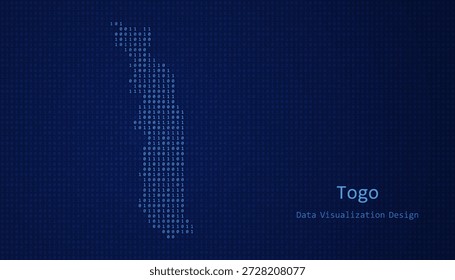 Togo Mapa digital formado con unos y ceros para el diseño de visualización de datos