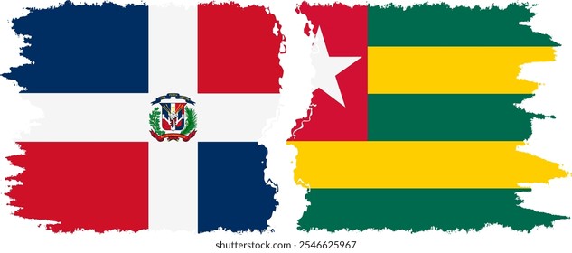 Togo and Dominican Republic grunge flags connection, vector