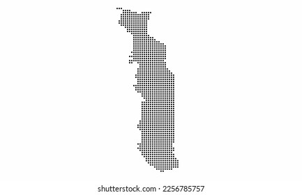 Togo dotted map with grunge texture in dot style. Abstract vector illustration of a country map with halftone effect for infographic. 