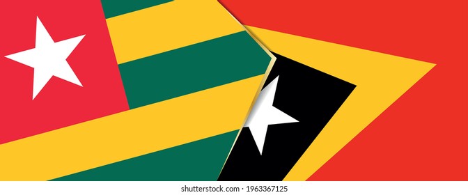 Banderas de Togo y Timor Oriental, dos banderas vectoriales símbolo de relación o enfrentamiento.