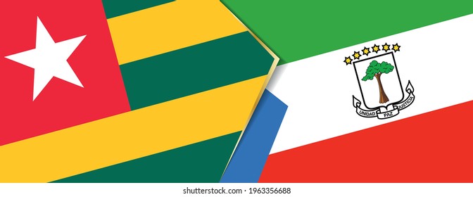 Togo and Equatorial Guinea flags, two vector flags symbol of relationship or confrontation.