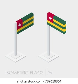 Togo flag 3d isometric style