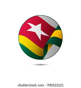 Togo flag button with shadow on a white background. Vector illustration.