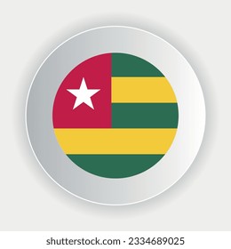 Bandera de Togo en forma de círculo. colores y proporciones oficiales correctamente. Ilustración vectorial. 10.