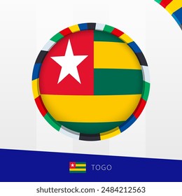 Togo Flag with Colorful Circle Border. Vector icon.