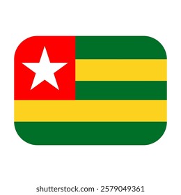 Togo flag design icon emoticon. Vector illustration on white background of Togo flag.