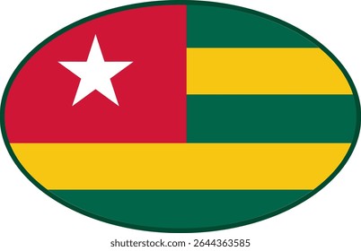 Togo flag ellipse shaped. vector	