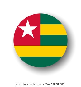 Togo flag - flat vector circle icon or badge with dropped shadow.