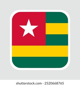 togo flag, flat vector square with rounded corners and white border. vector illustration	