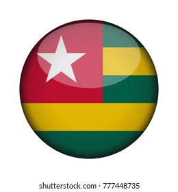 togo Flag in glossy round button of icon. togo emblem isolated on white background. National concept sign. Independence Day. Vector illustration.