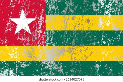 Togo flag with grunge effect.