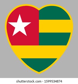 Togo Flag In Heart Shape Vector illustration eps 10