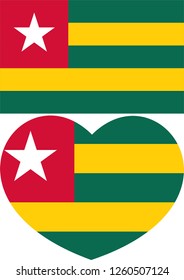 Togo flag, Heart vector, sticker, eps10