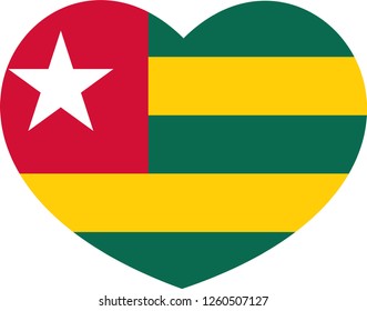 Togo flag, Heart vector, sticker, eps10